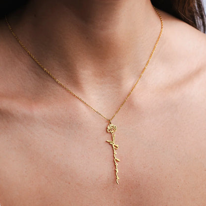 Collar personalizado con nombre y flor natalicia